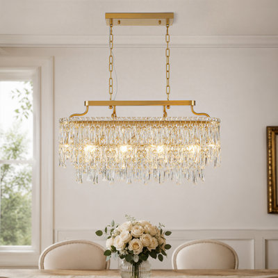 Lustre carré en cristal rectangulaire rectangulaire à 10 lumières pour îlot de cuisine 31,5 po
