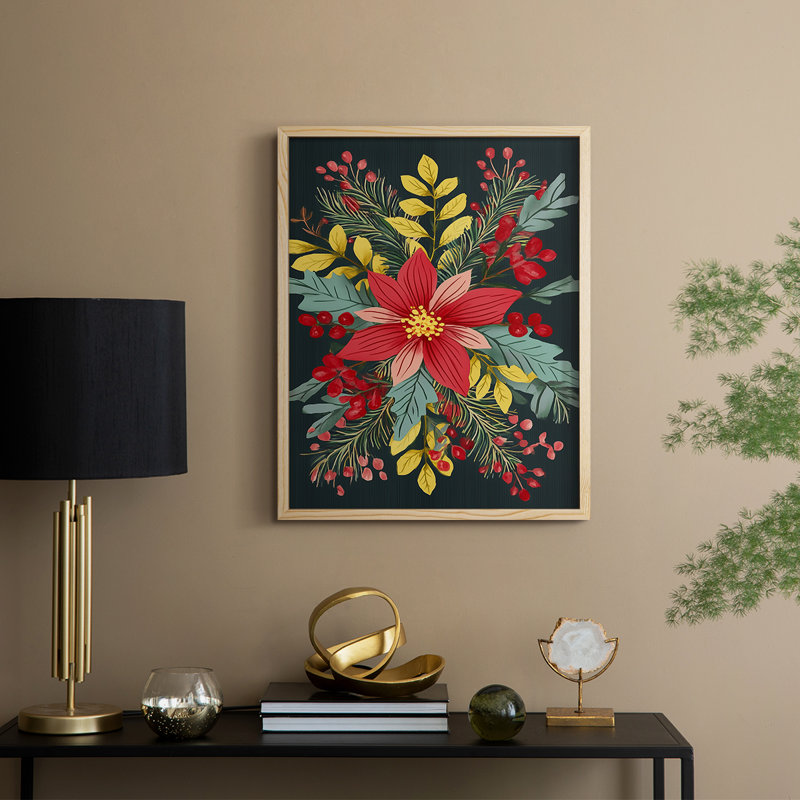 «Christmas Holiday Art CXI», reproduction encadrée - bois massif, Naturel, H 11 po x l 9 po