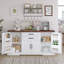 Buffet 63 "moderne cannelé avec rangement - 4 portes, 3 tiroirs, station de café pour la salle à manger-628431251