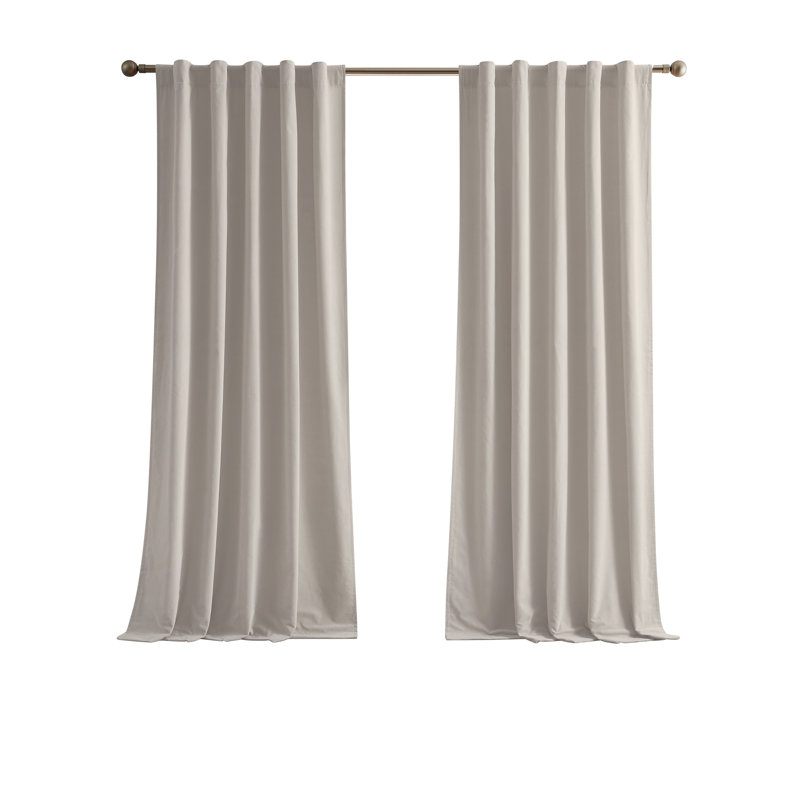  Matte Cotton Velvet Window Drape Set, Gray, 50" W x 63" L