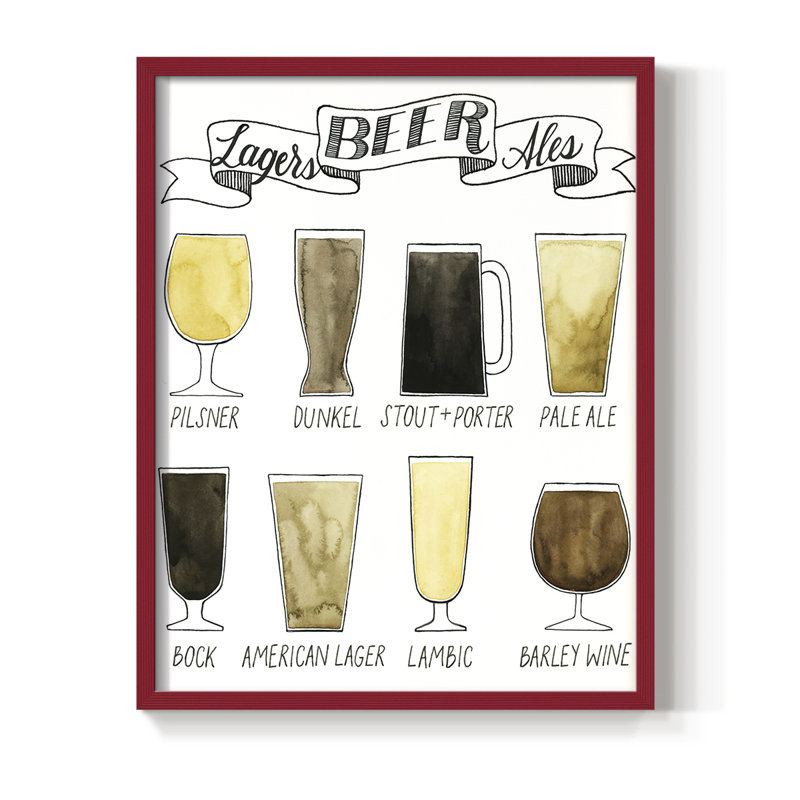«Beer Information», reproduction encadrée - bois massif, H 15 po x l 12 po, Red
