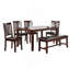 Mobilier de salle à manger couleur espresso 6 pièces ensemble table à manger 4 chaises d'appoint et un banc en bois d'hévéa massif et placages