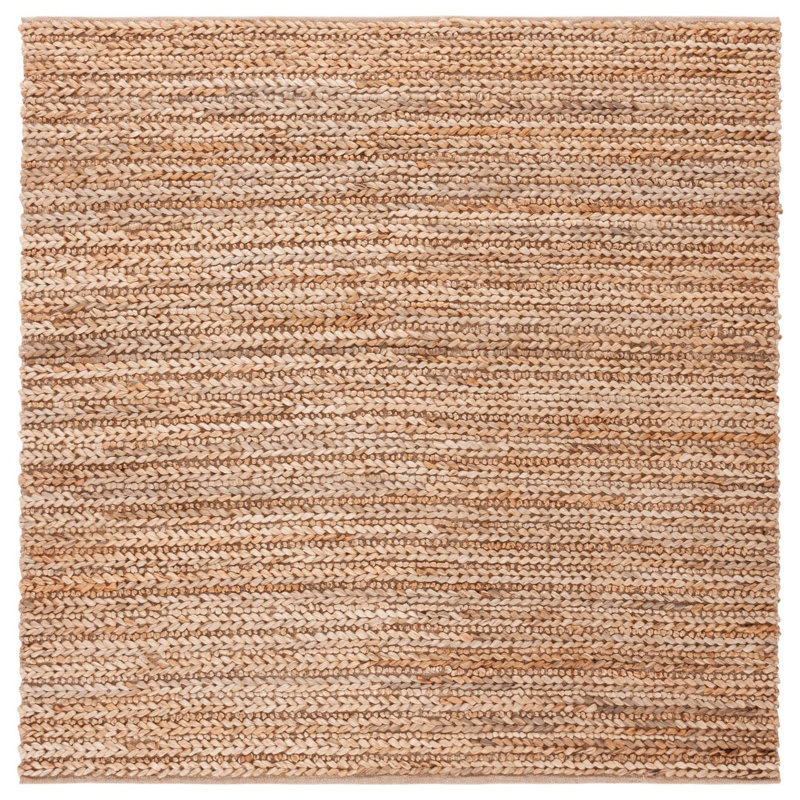 Kazuhito Natural Fiber Handwoven Jute/Cotton Rug in Ivory/Natural/Brown, Square 6'
