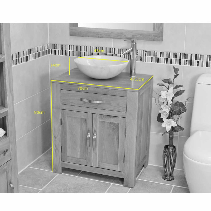 Eaton 700 mm Freestanding Single Vanity with Vessel Stone Basin, Golden Onyx Basin