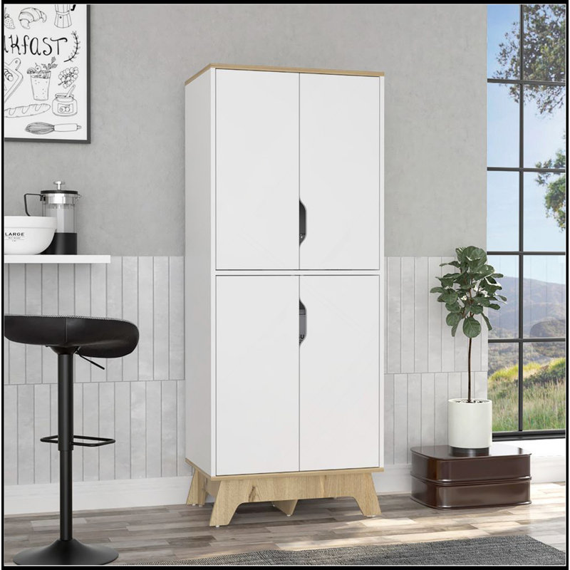 Garde-manger double Zurich, armoire à deux portes, quatre tablettes