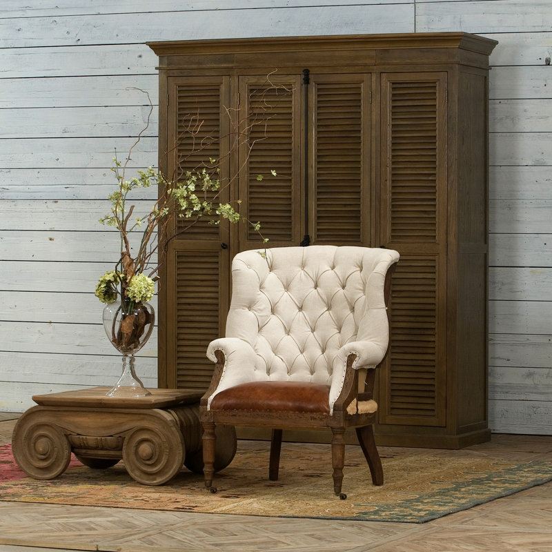 Welsh Leather Tufted Wingback Chair