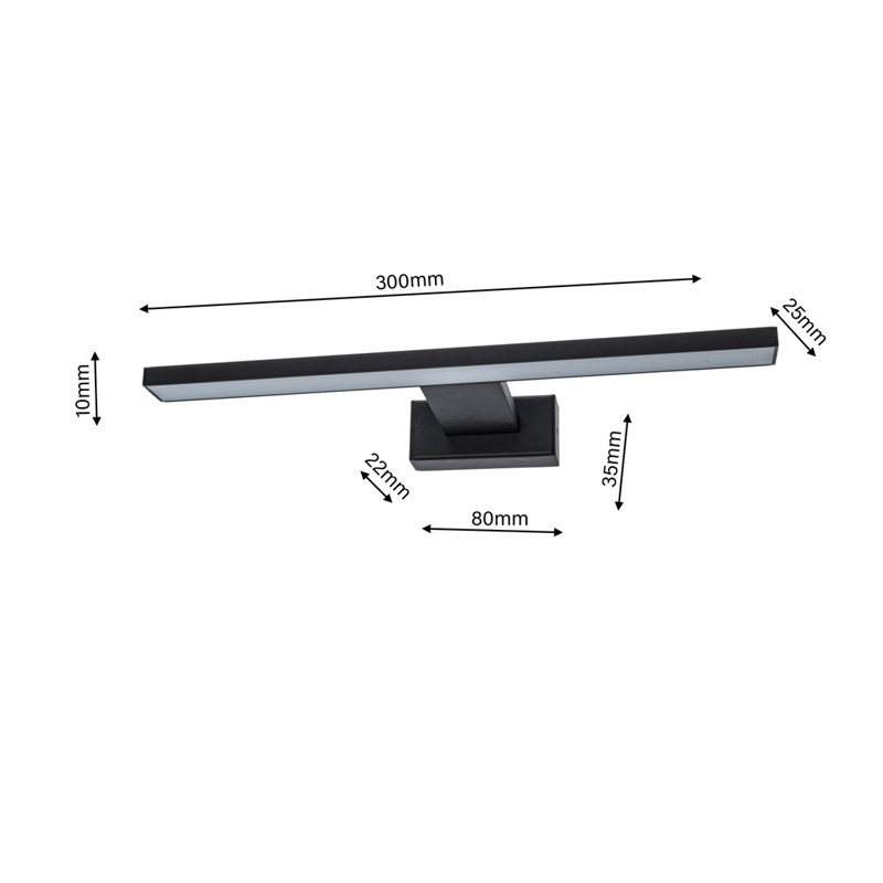 Berghauser Vanity Light, Black, 4cm H x 30cm W x 12cm D