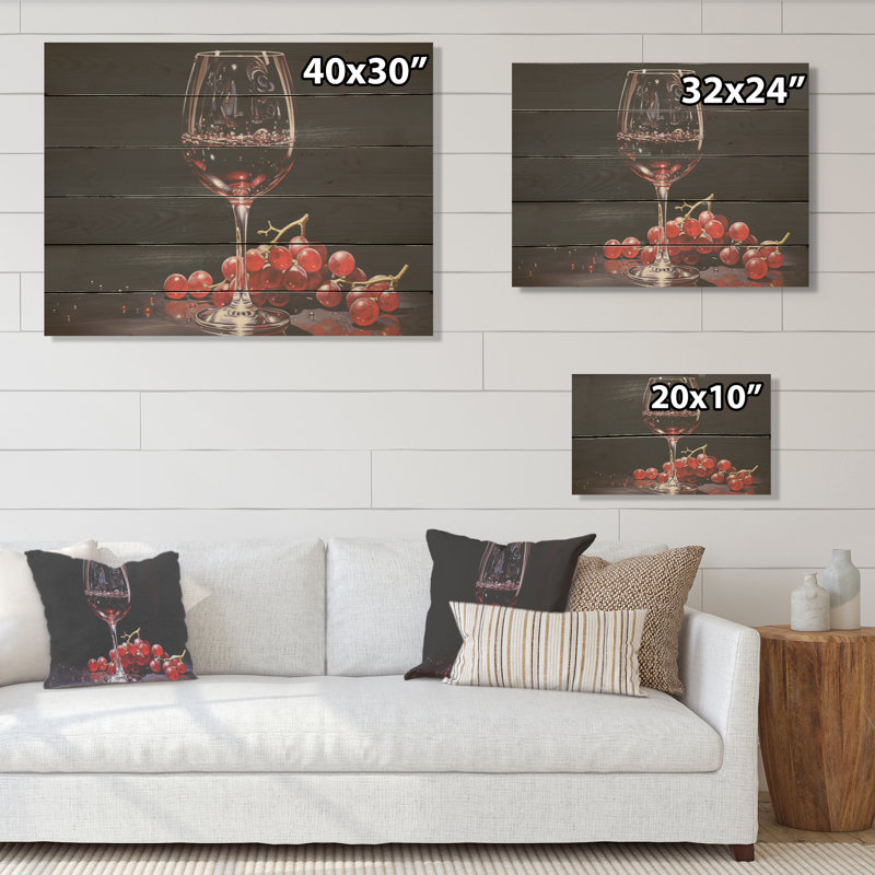 Grenat lueur - panneau de bois de vin, art mural sur bois de pin naturel, H 24 po x l 32 po