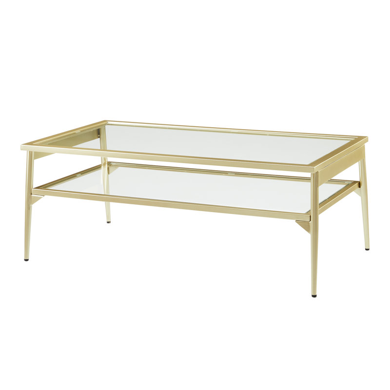 Four Leg Coffee Table with Storage, Gold/Clear