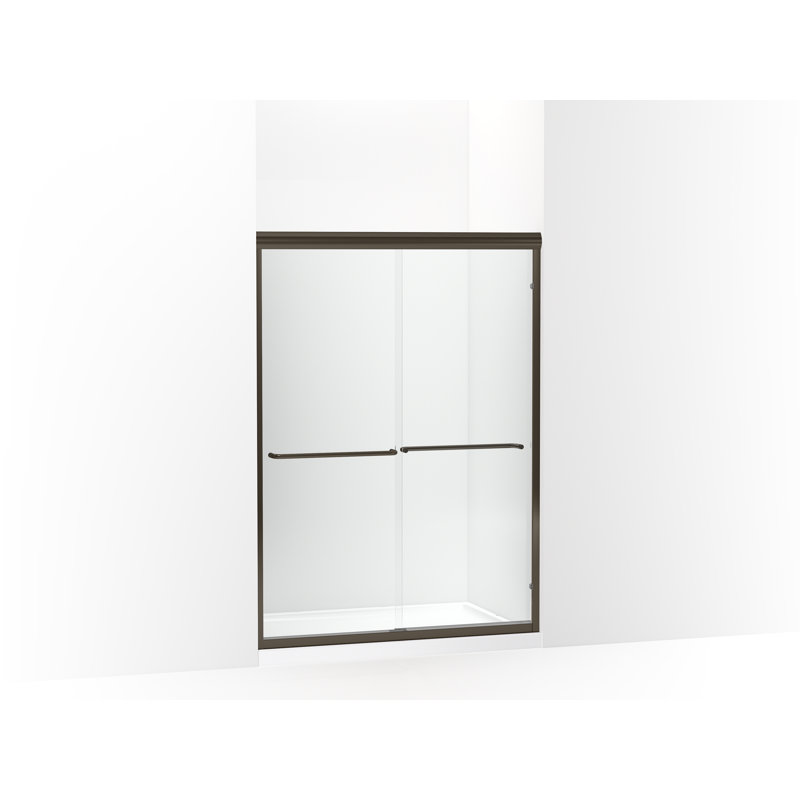 Finesse 47.6" W x 65.5" H Sliding Frameless Shower Door, Bronze