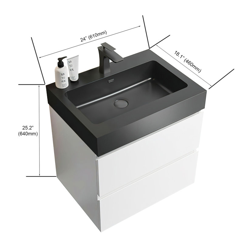 Meuble-lavabo contemporain avec rangement amélioré et design élégant, Noir, noir, noir, noir, Blanc