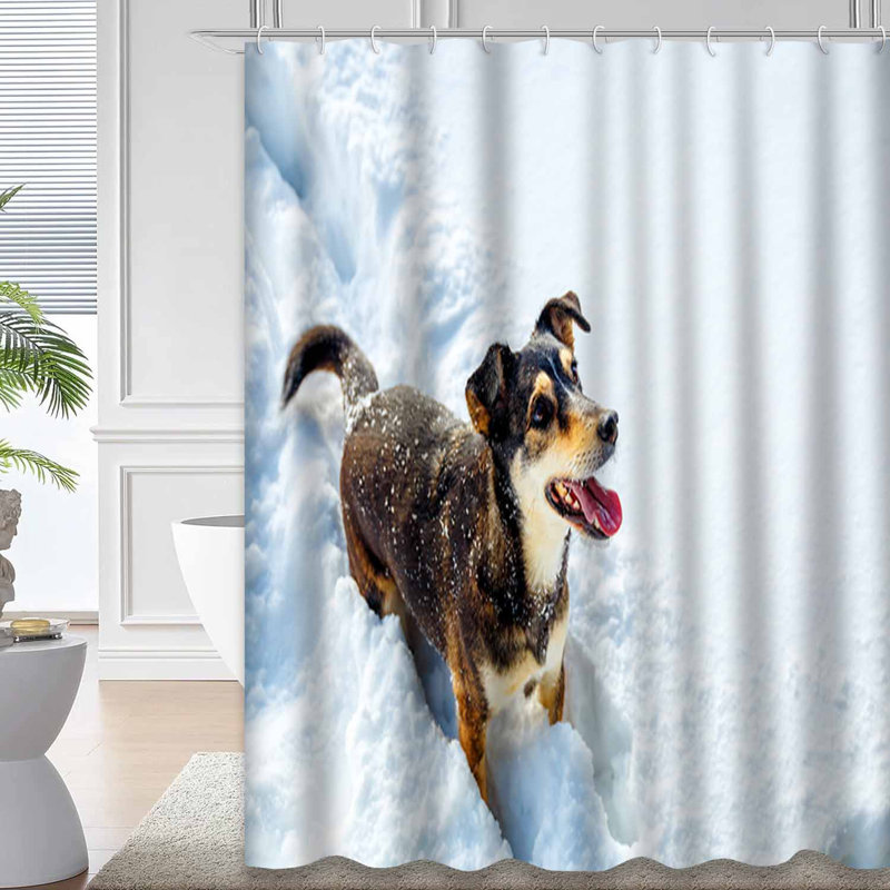 Rideau de douche avec 12 crochets Dog Mountain, L 72 po x l 78 po