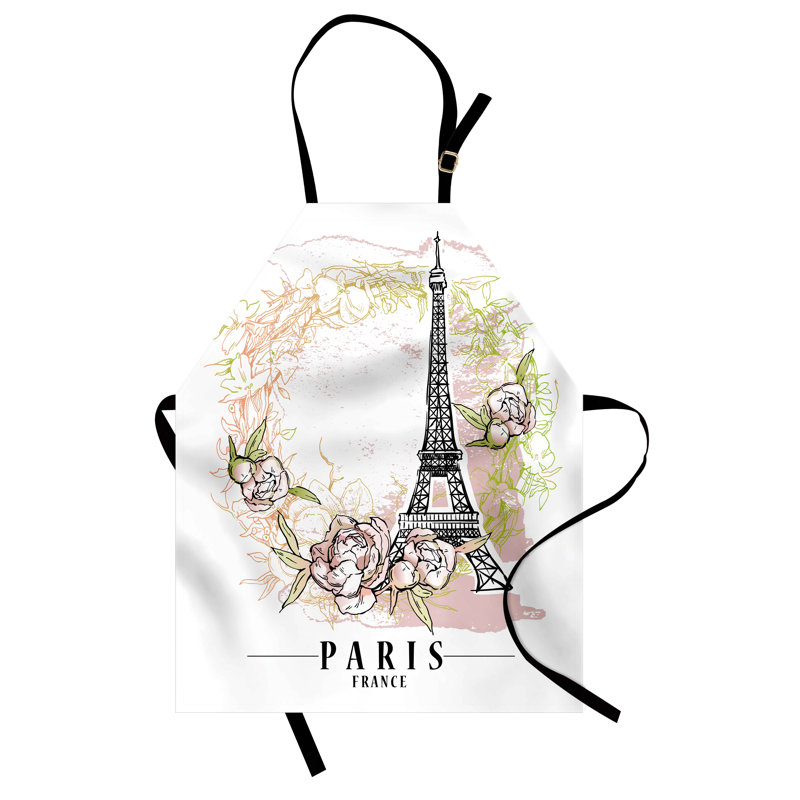 Tablier East Urban Home Paris, tour Eiffel unisexe, taille adulte, blanc, multicolore