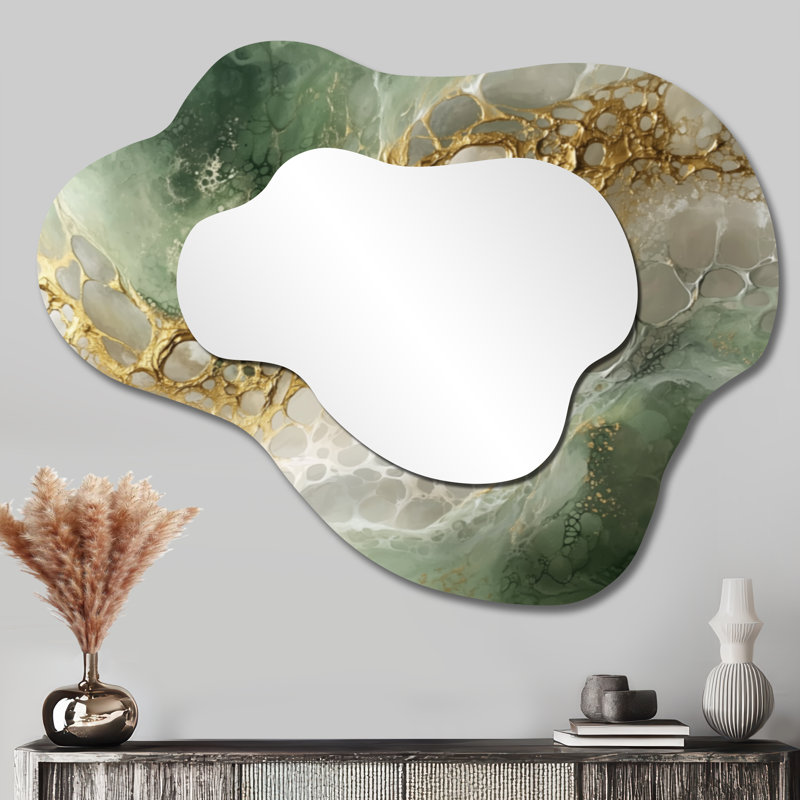 Miroir décoratif asymétrique Ephemeral Emerald Pathway To The Gemstone I, 27 po x 35 po