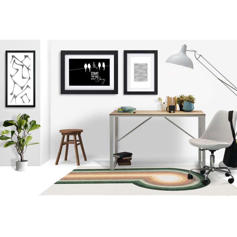 Tapis de chaise rectangulaire droit Feremo, H 48 po x l 72 po, Vert / beige / rouille