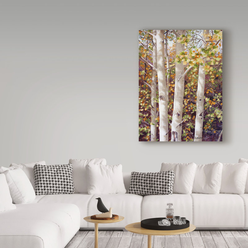 « aspen quartet », reproduction de peinture à l’acrylique sur toile tendue, H 47 po x l 35 po x P 2 po