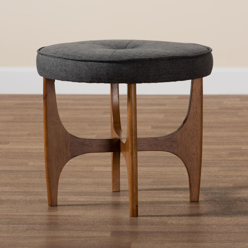 Upholstered Ottoman, Dark Gray 100% Polyester
