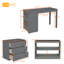 Lit mezzanine simple bas avec cabinet et bureau portatif à roulettes - gris-555236808-555236811