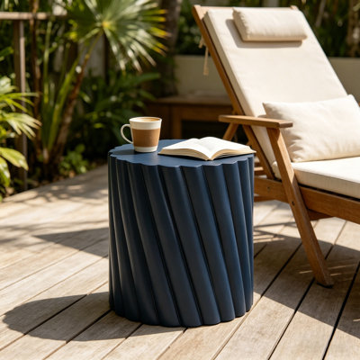 Table d'appoint d'extérieur à motif cannelé MGO pour patio et jardin