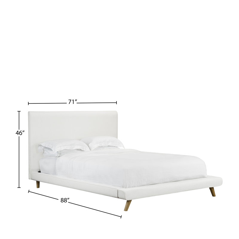 Lit plateforme en tissu d’ameublement, Grand, Blanc