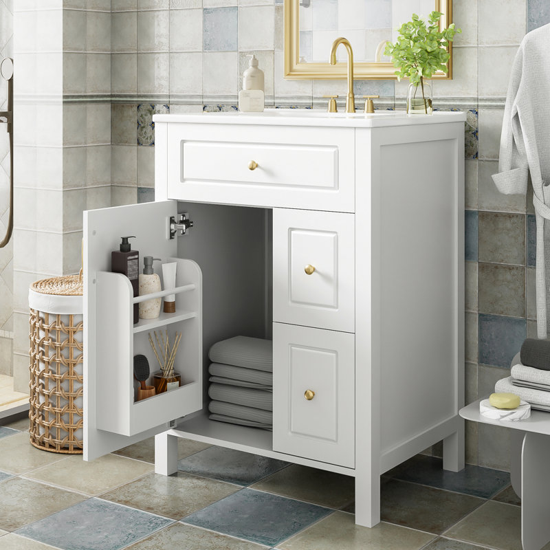 Meuble-lavabo 24 po avec lavabo en céramique Tarna, Blanc