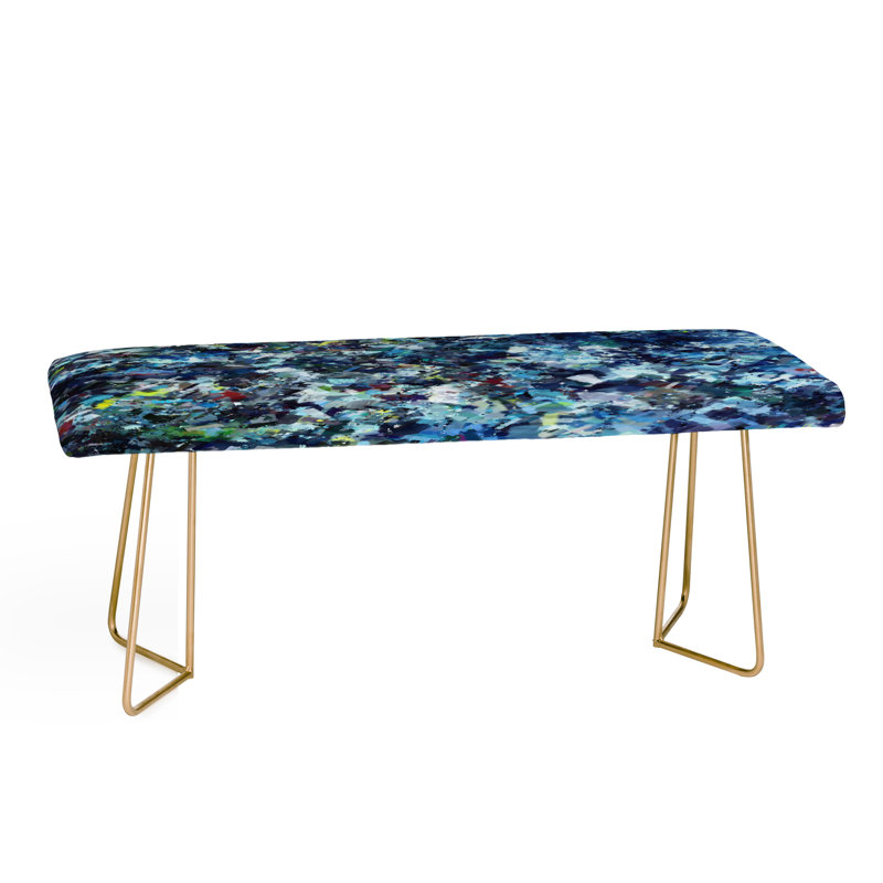 Rudd Upholstered Bench, Blue/Purple/Gold/Abstract