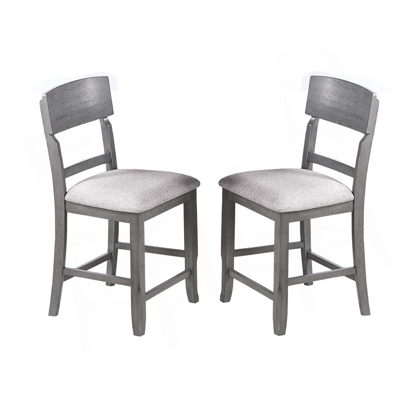 Ensemble de 2 tabourets de comptoir de couleur grise avec dossier à échelle moderne. Chaise de salle à manger, Gris