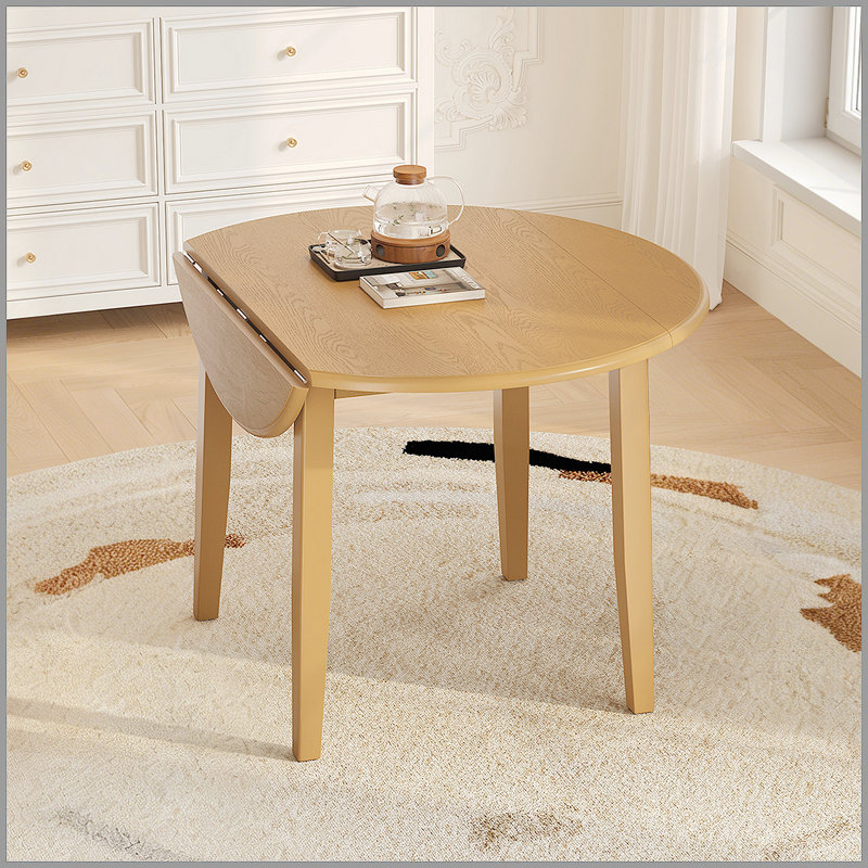 Table de salle à manger extensible ronde pour 2 à 4 personnes, table de salle à manger pliante en bois avec taille réglable, conception peu encombrante pour les petits appartements et les salles à manger - Brun clair
