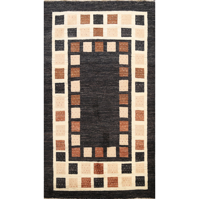 Tapis décoratif en laine de conception unique 4 pi 7 po x 7 pi 2 po noué à la main New Age