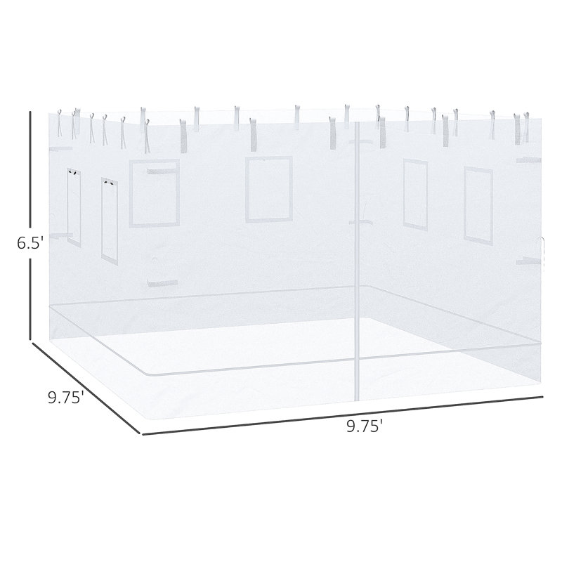 Pop Up Canopy Walls, Universal Replacement Netting, Set Of 4 Mesh Screen Sidewalls, Patio Netting With 6 Service Windows And 1 Door For 10' X 10' Canopy Tent