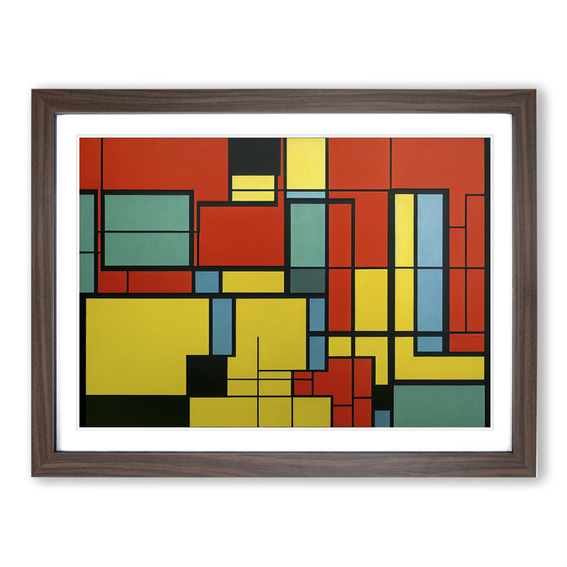 Cubism Abstract Vol.5 - Framed Print, 46cm H x 64cm W x 2cm D, Walnut