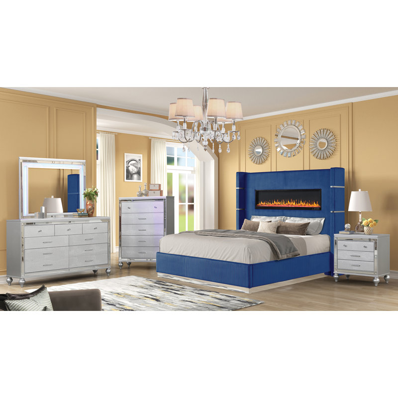Ensemble de chambre à coucher 5 pièces Ashray, Beige, Très grand