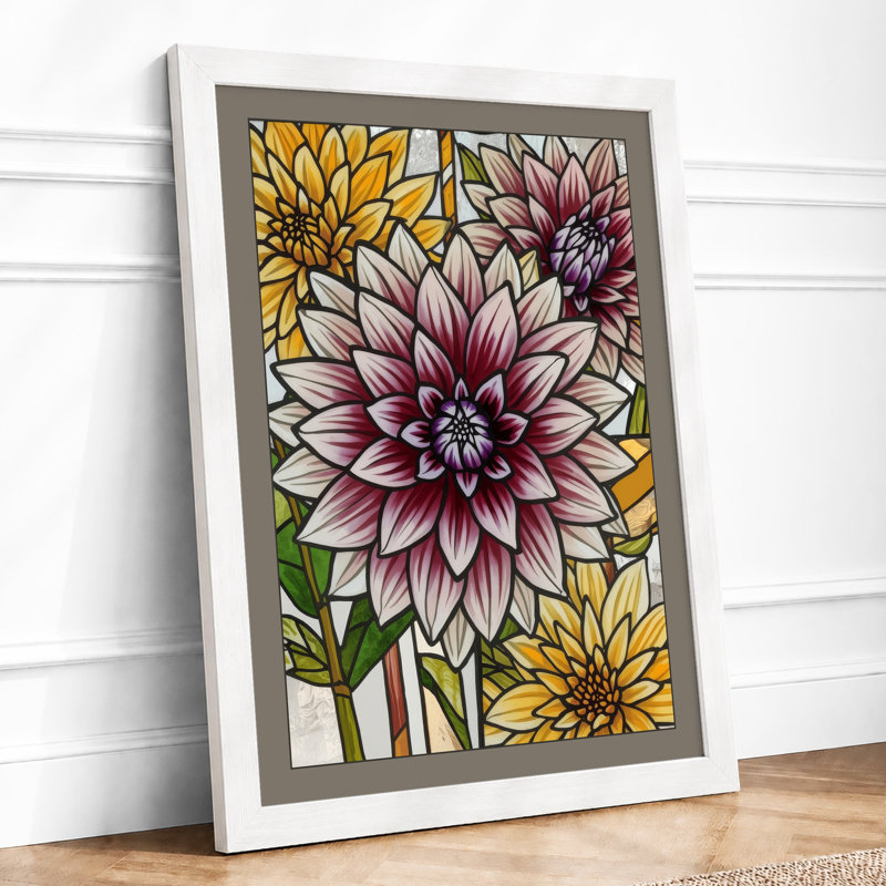 Dahlia Study Botanical - Print, A2 - 59.4 x 42.0 cm, White