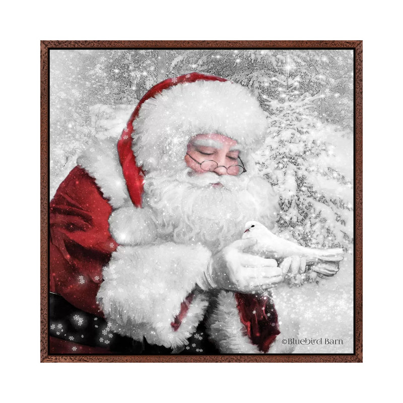 Santa's Little Friend by Bluebird Barn - Print on Canvas, Classic Brown Wood Framed, 93.98 cm H x 93.98 cm W