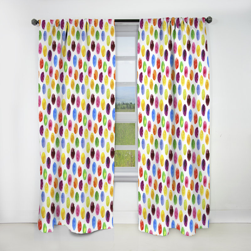 Motif avec taches aquarelles multicolores - Rideau simple occultant moderne, L 52 po x L 84 po