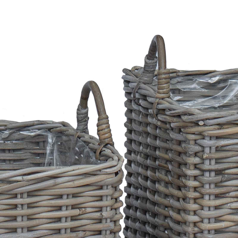  Planter Basket With Storage 2 Pcs Lacak Rattan Decor Decorative Indoor, Grey