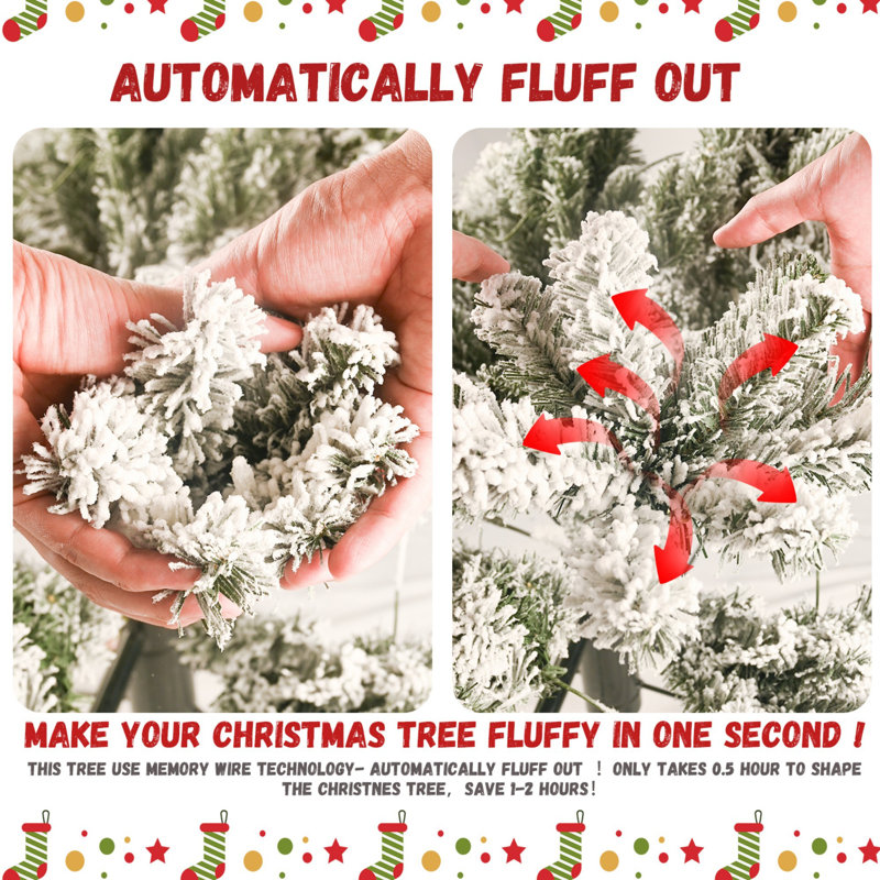 5FT White Flocked PVC Pre-Lit Christmas Tree