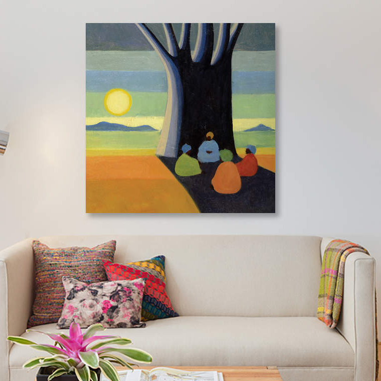 « the meeting », impression sur toile, H 26 po x l 26 po x P 1,5 po, Toile tendue, Pas de tapis