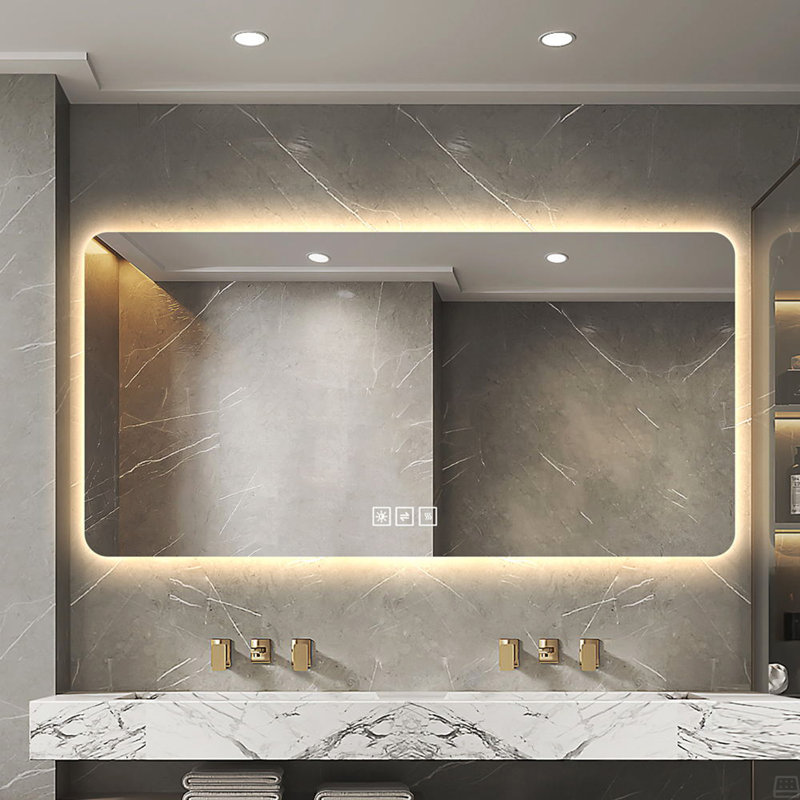 Led Bathroom Mirror, Corrosion-Resistant, Backlit Mirror With One-Touch Demist Function