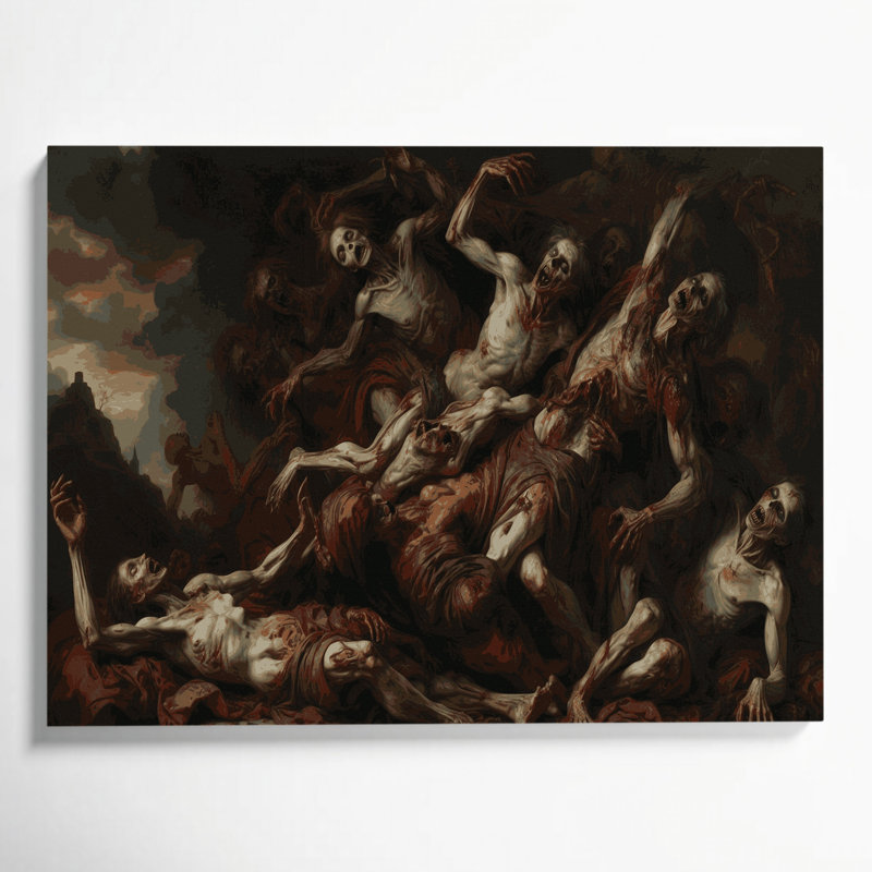 Halloween sur toile, zombies d'Halloween, H 8 po x l 10 po