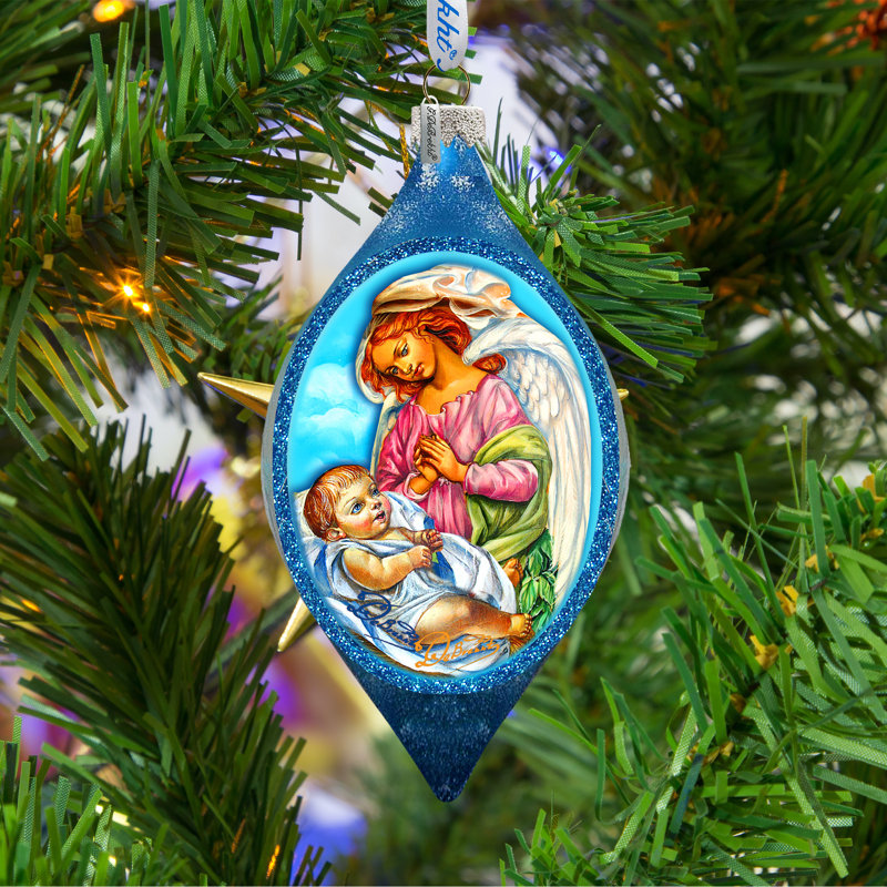 Holiday 3.5'' Handmade Glass Hanging Figurine Ornament, Blue