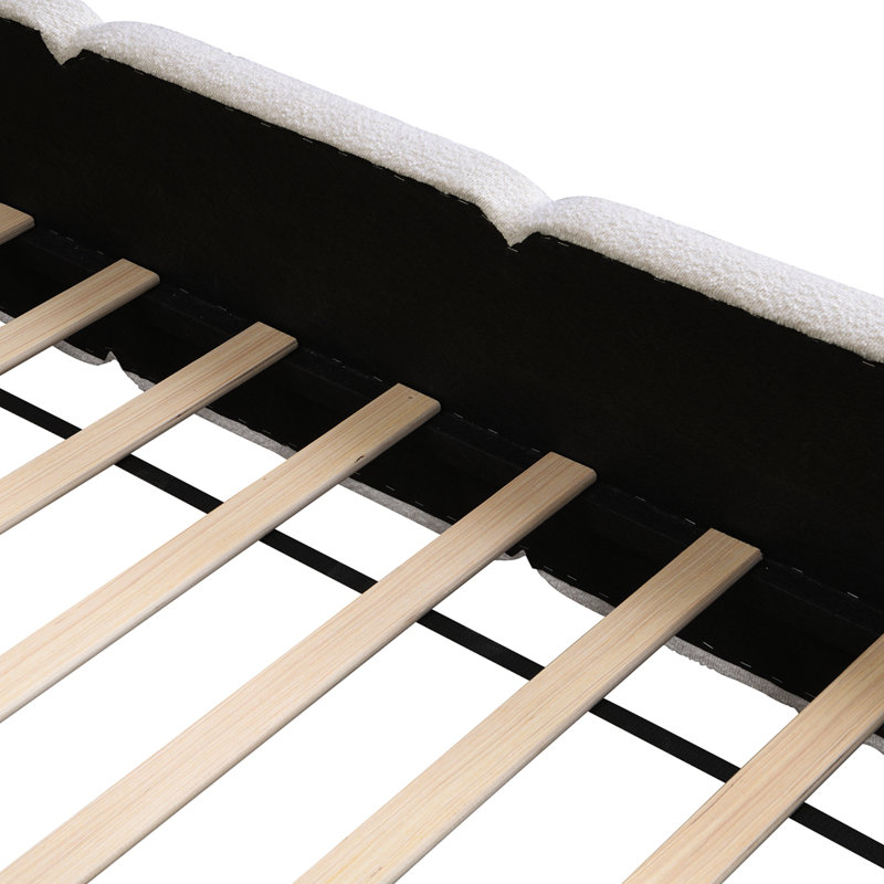 Très grand lit plateforme avec tête de lit et pied de lit Boucle, White