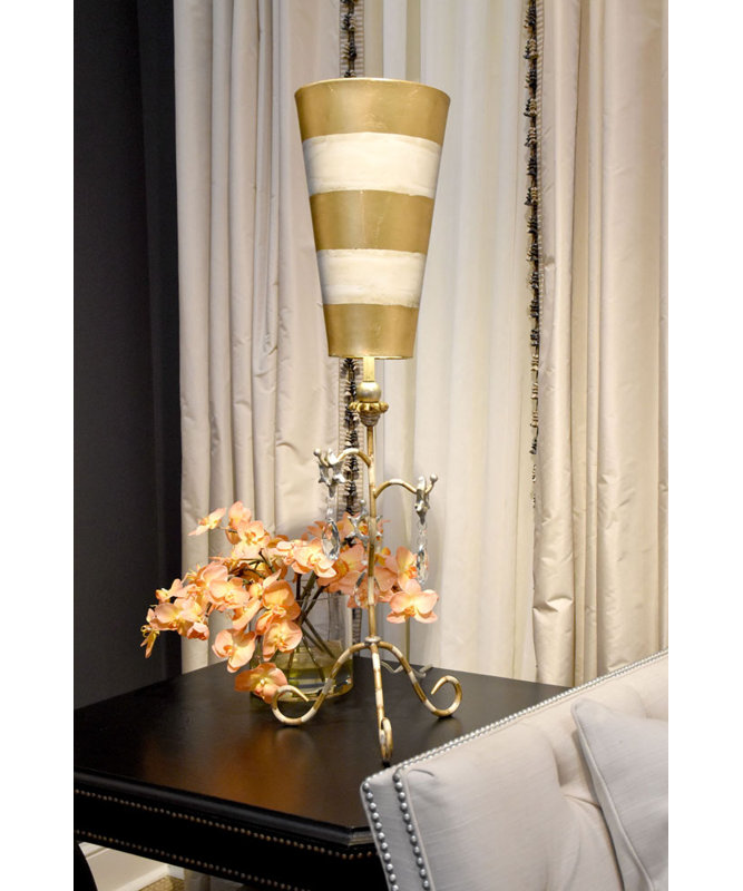 Tivoli 38" Tripod Table Lamp, Gold/Cream