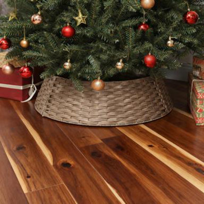 Jupe d'arbre de Noël rustique 2,25 pi, collier d'arbre de Noël tissé en plastique