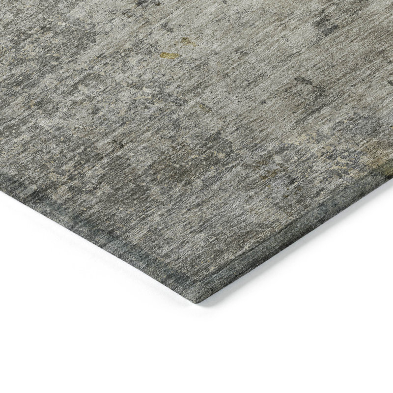 Tapis gris intérieur / extérieur lavable en machine Christain ACN1297, Rectangulaire 8 pi x 10 pi