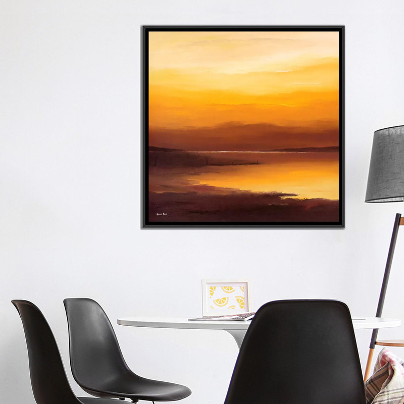 «Evening Sky I», reproduction sur toile, H 18 po x l 18 po x P 1,5 po, Toile avec cadre noir, Pas de tapis
