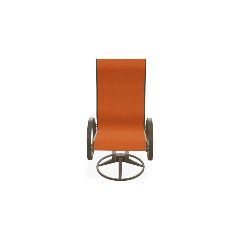 Fauteuil de patio pivotant Hiraku, Bois de plage texturé, Toile Sunbrella® tangerine