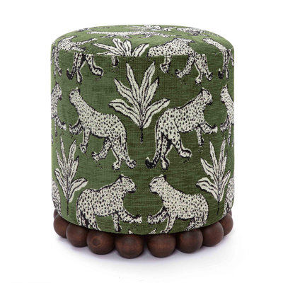 Bergenfield Leopard Jacquard Ottoman