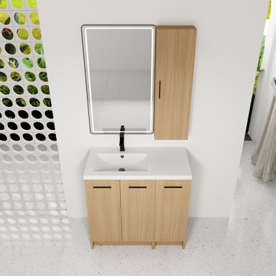 36" Freestanding Bathroom Vanity Set with Tall Linen Cabinet
