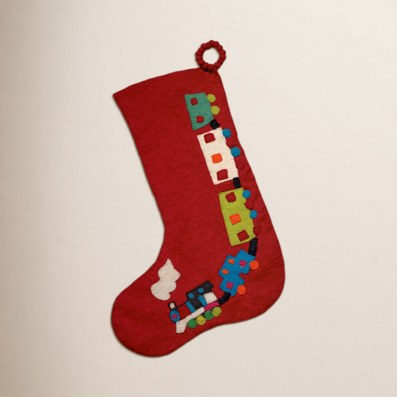 Toy Train Christmas Stocking, 20" H x 12" W